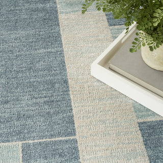 Nourison Astra Machine Washable ASW09 Blue Ivory Area Rug Corner Image