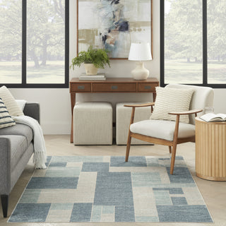 Nourison Astra Machine Washable ASW09 Blue Ivory Area Rug Room Image Feature