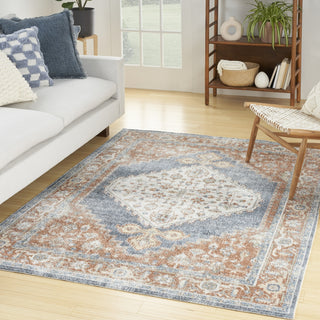 Nourison Astra Machine Washable ASW11 Denim Multicolor Area Rug Corner Image