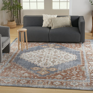 Nourison Astra Machine Washable ASW11 Denim Multicolor Area Rug Corner Image