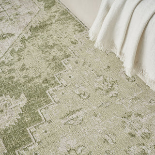 Nourison Astra Machine Washable ASW11 Ivory Green Area Rug Corner Image