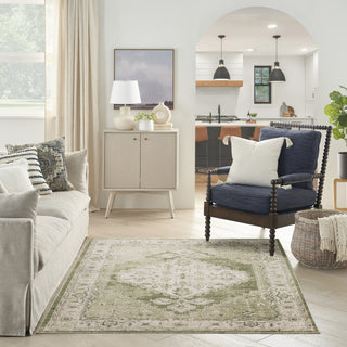 Nourison Astra Machine Washable ASW11 Ivory Green Area Rug Room Image Feature