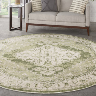 Nourison Astra Machine Washable ASW11 Ivory Green Area Rug Corner Image