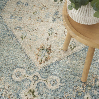 Nourison Astra Machine Washable ASW11 Silver Blue Area Rug Corner Image