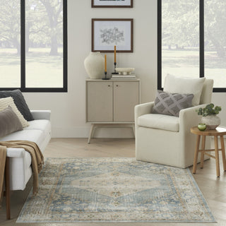 Nourison Astra Machine Washable ASW11 Silver Blue Area Rug Room Image Feature