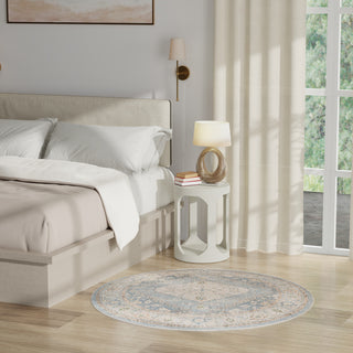 Nourison Astra Machine Washable ASW11 Silver Blue Area Rug Corner Image