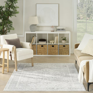 Nourison Astra Machine Washable ASW11 Light Grey Area Rug Room Image Feature