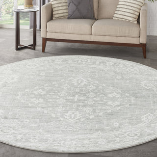 Nourison Astra Machine Washable ASW11 Light Grey Area Rug Corner Image