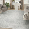 Nourison Astra Machine Washable ASW11 Light Grey Area Rug Corner Image