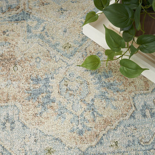Nourison Astra Machine Washable ASW12 Beige Blue Area Rug Corner Image