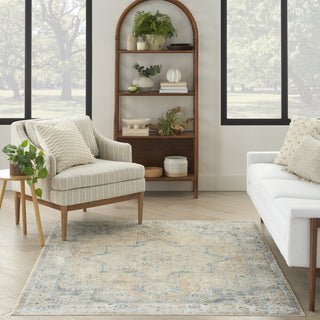 Nourison Astra Machine Washable ASW12 Beige Blue Area Rug Room Image Feature