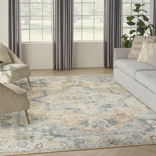 Nourison Astra Machine Washable ASW12 Beige Blue Area Rug Corner Image