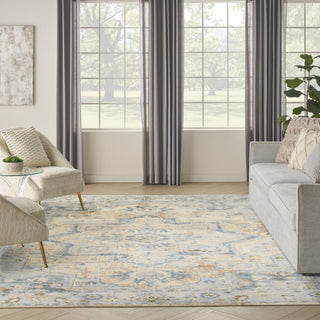 Nourison Astra Machine Washable ASW12 Beige Blue Area Rug Room Image Feature