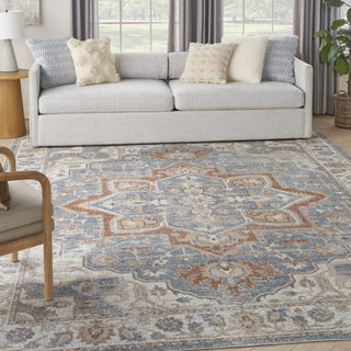 Nourison Astra Machine Washable ASW12 Denim Multicolor Area Rug Corner Image