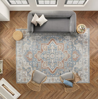 Nourison Astra Machine Washable ASW12 Denim Multicolor Area Rug Room Image Feature