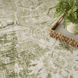 Nourison Astra Machine Washable ASW12 Ivory Green Area Rug Corner Image