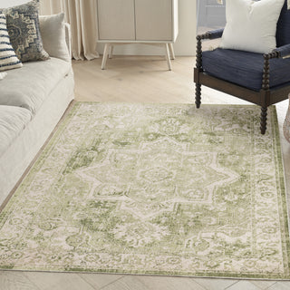 Nourison Astra Machine Washable ASW12 Ivory Green Area Rug Corner Image