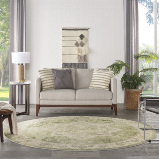 Nourison Astra Machine Washable ASW12 Ivory Green Area Rug Room Image Feature