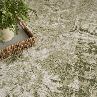 Nourison Astra Machine Washable ASW12 Ivory Green Area Rug Corner Image