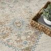 Nourison Astra Machine Washable ASW13 Ivory Blue Area Rug Corner Image