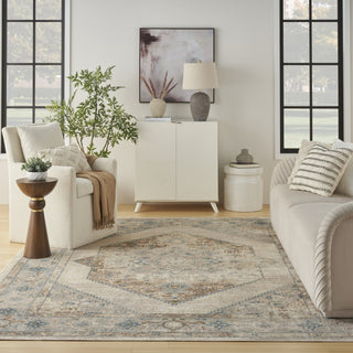 Nourison Astra Machine Washable ASW13 Ivory Blue Area Rug Room Image Feature