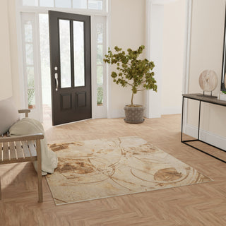 Nourison Astra Machine Washable ASW14 Beige Area Rug Corner Image