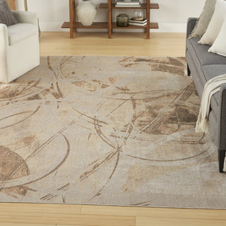 Nourison Astra Machine Washable ASW14 Beige Area Rug Corner Image