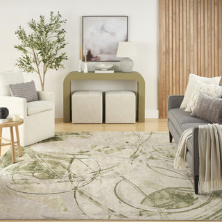 Nourison Astra Machine Washable ASW14 Beige Green Area Rug Room Image Feature