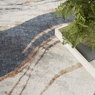 Nourison Astra Machine Washable ASW15 Ivory Blue Area Rug Corner Image