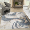 Nourison Astra Machine Washable ASW15 Ivory Blue Area Rug Corner Image