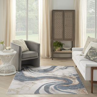 Nourison Astra Machine Washable ASW15 Ivory Blue Area Rug Room Image Feature