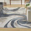 Nourison Astra Machine Washable ASW15 Ivory Blue Area Rug Corner Image
