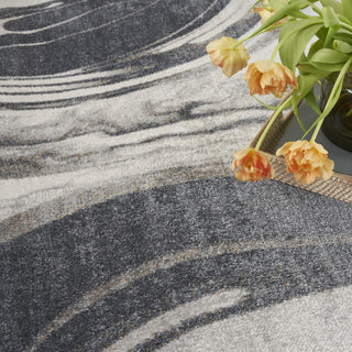 Nourison Astra Machine Washable ASW15 Ivory Grey Area Rug Corner Image