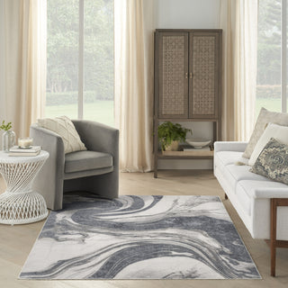 Nourison Astra Machine Washable ASW15 Ivory Grey Area Rug Room Image Feature