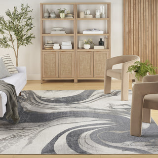 Nourison Astra Machine Washable ASW15 Ivory Grey Area Rug Room Image Feature