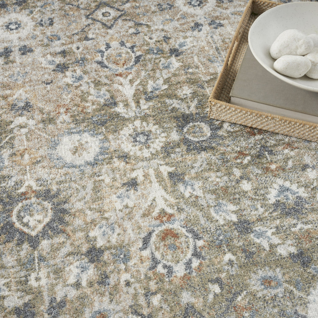 Nourison Astra Machine Washable ASW16 Gold Grey Area Rug Corner Image