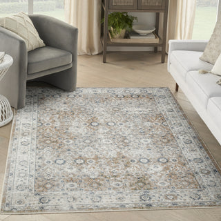 Nourison Astra Machine Washable ASW16 Silver Taupe Area Rug Corner Image