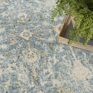Nourison Astra Machine Washable ASW16 Teal Beige Area Rug Close Up
