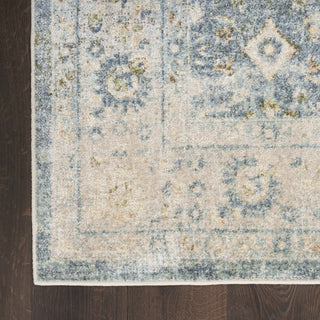 Nourison Astra Machine Washable ASW16 Teal Beige Area Rug Corner
