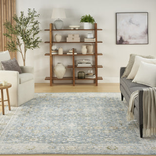 Nourison Astra Machine Washable ASW16 Teal Beige Area Rug Room Scene Feature