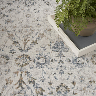 Nourison Astra Machine Washable ASW16 Ivory Blue Area Rug Corner Image