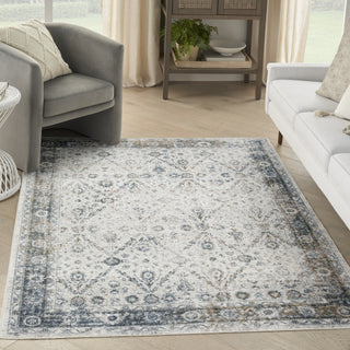 Nourison Astra Machine Washable ASW16 Ivory Blue Area Rug Corner Image