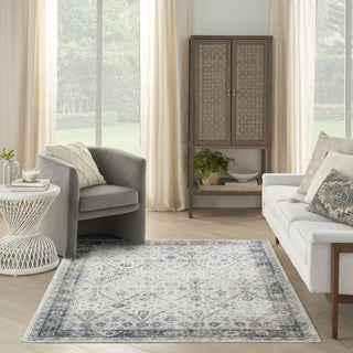 Nourison Astra Machine Washable ASW16 Ivory Blue Area Rug Room Image Feature