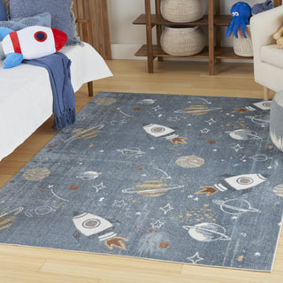 Nourison Astra Machine Washable ASW18 Blue Multicolor Area Rug Corner Image