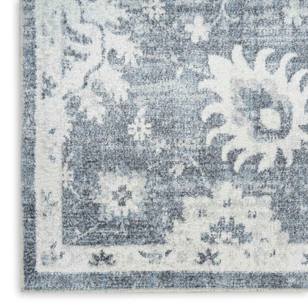 Nourison Astra Machine Washable ASW19 Denim Area Rug Corner Image