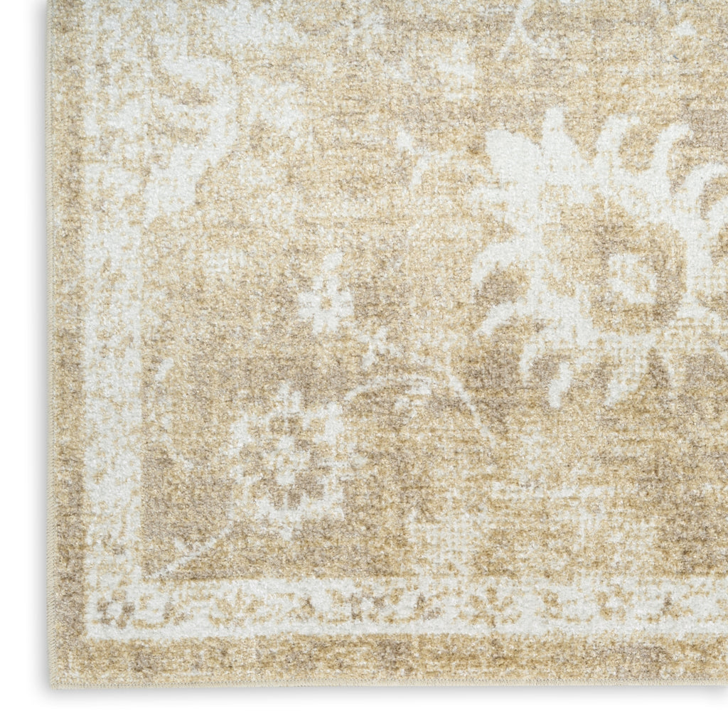 Nourison Astra Machine Washable ASW19 Ivory Gold Area Rug Corner Image