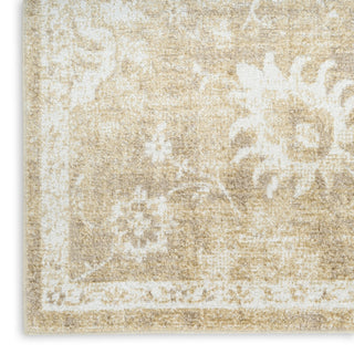 Nourison Astra Machine Washable ASW19 Ivory Gold Area Rug Corner Image