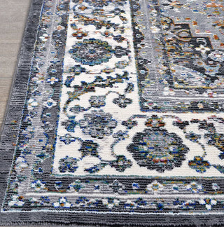 Couristan Gypsy Persian Medallionc Grey/Ivory Area Rug Corner Image