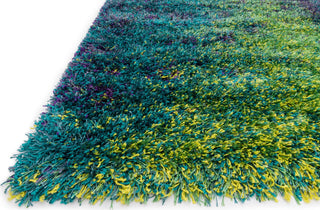 Loloi II Barcelona Shag BS-03 Peacock / Lime Area Rug Round Image