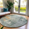 Dalyn Bresca BC1 Seafoam Machine Washable Area Rug Round Lifestyle Image Feature